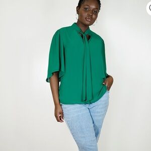 NWT ELOQUII Bow Blouse with Flutter Sleeve